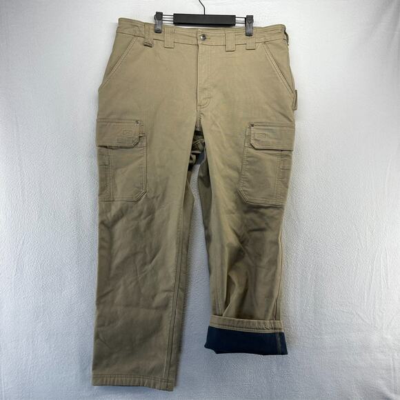 Duluth Trading Pants Men's 40x32 Fits 38x30 Beige Carge Flex Fire Hose Lined - Picture 1 of 10